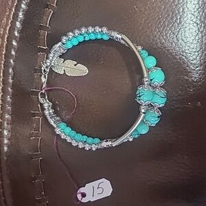 Silver Plated Resin Turquoise Tone Bracelet Handmade Southwest Crafted